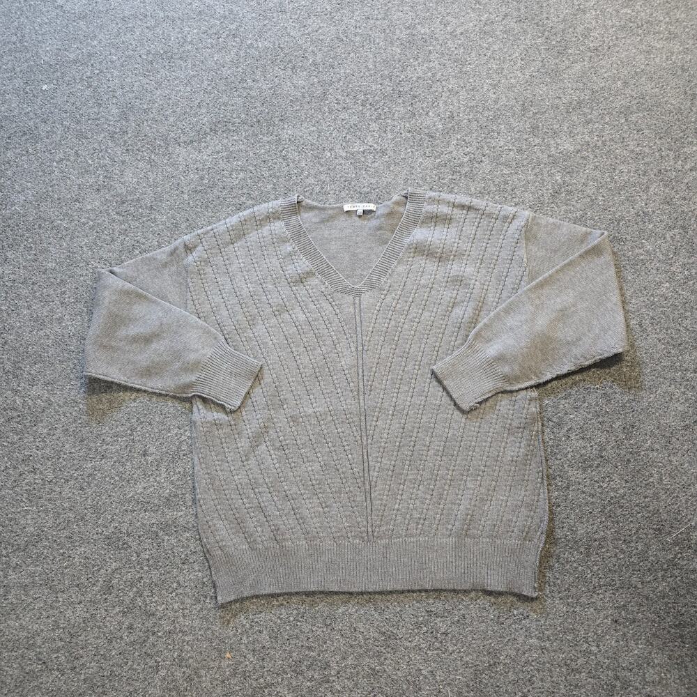 Tempo Paris Sweater Womens Medium Gray V Neck Long Sleeve Boxy Minimal Capsule